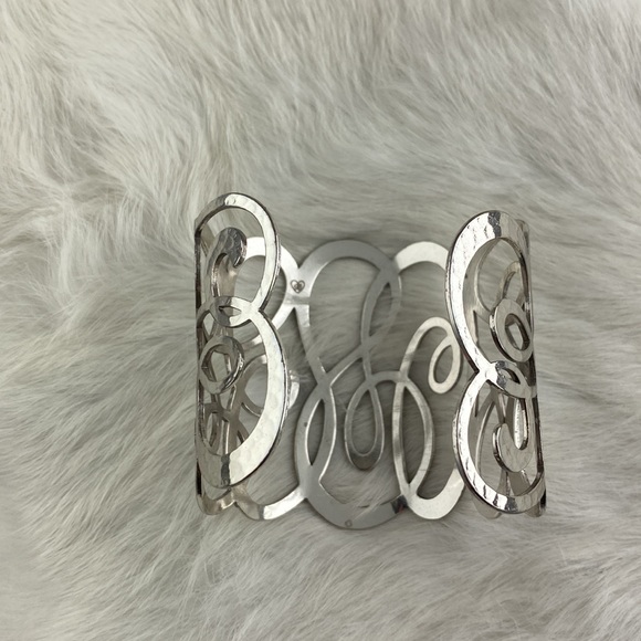 Brighton Wide Silver Hammered Swirl Cuff Bracelet - Picture 3 of 4